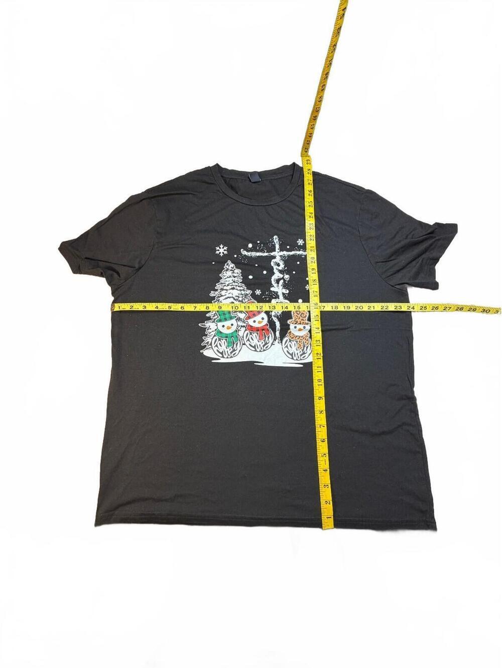 PJ Manfinity XXL Black T-Shirt with Festive Snowman and Cross Design